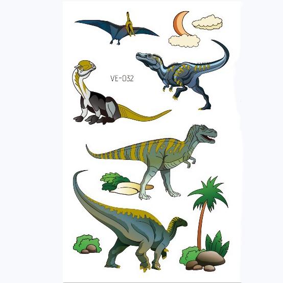 Dinosaur Tattoo Stickers Cartoon Bronzing Fake Temporary Tattoo Stickers for Kids Boy Girl Face Arm Body Art Stickers Toys