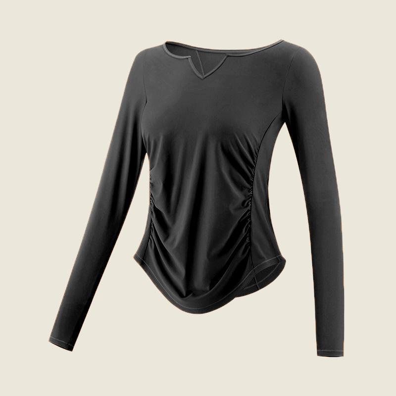 

Женские быстросохнущие топы с длинным рукавом для занятий йогой и фитнесом на осень/зиму S (recommended 42.5-50 kg) чёрный