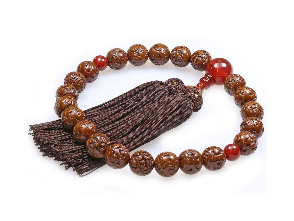 Nakago, Founded In 1885, Kyoto Buddhist Prayer Beads, 22 Bodhi Tree Beads, Agate Finish, Silk Tassel, Prayer Bead Bag (Suitable for Men of All Sects)