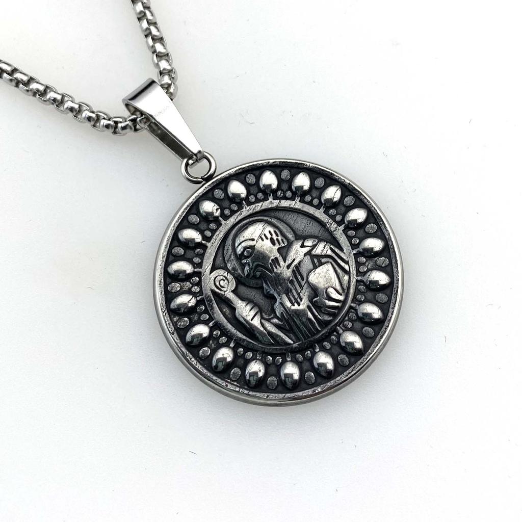 Necklace Retro Mage Round Brand Trend Hip-hop Punk Pendant