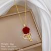 316L Stainless Steel Luxury Zircon Flower Pendant Necklace For Women Girl New Trend Clavicle Chain Jewelry Lady Gift