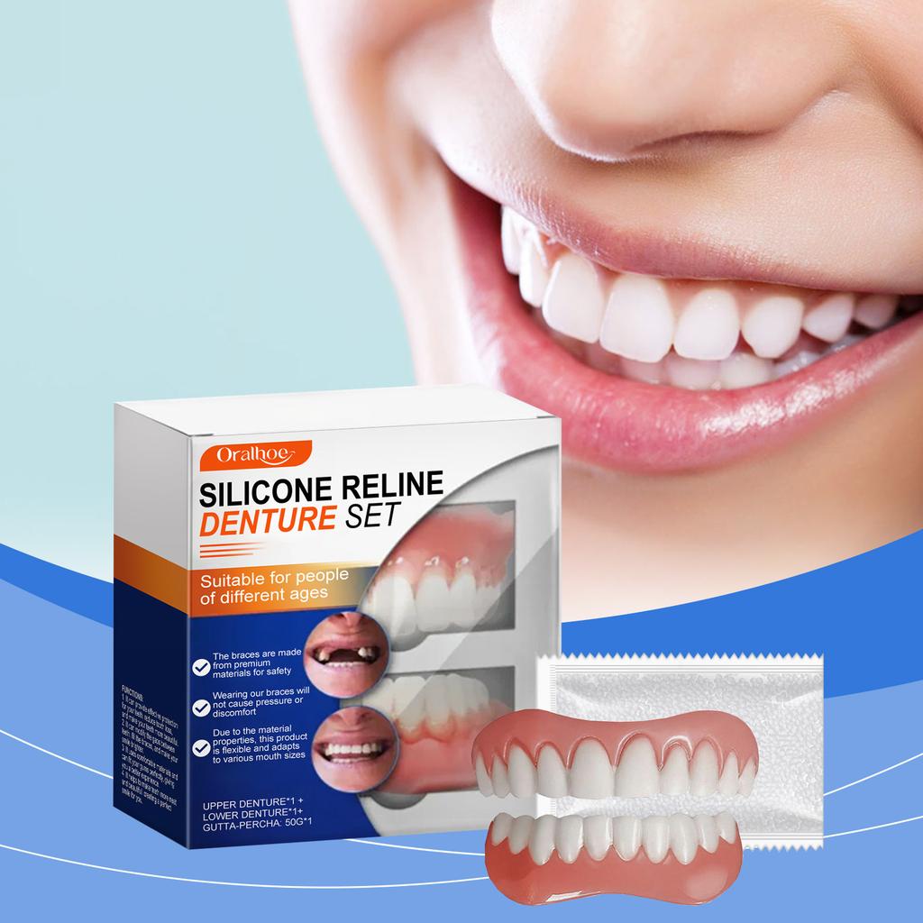 False Tooth Veneer Cover Temporary Tooth Cap for Smile Makeover Cosmetic Teeth Enhancer Snap-On Veneers for Selfie Photography