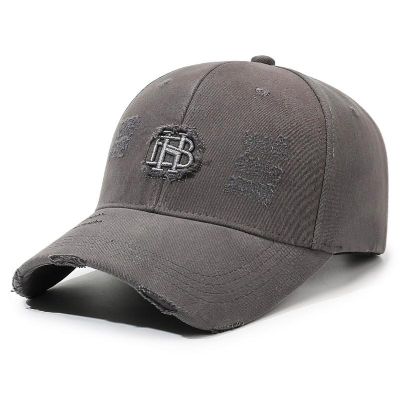 Fashion Vintage Distressed Cotton Embroidered Baseball Cap For Men And Women Outdoor Sun Protection Gray