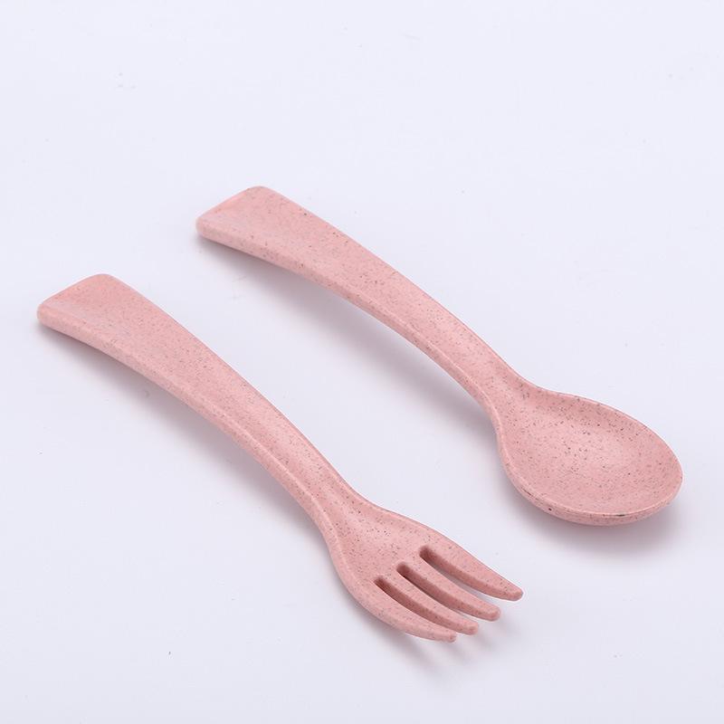 Aiside Kids' Wheat Fiber Fork and Spoon Set - Creative Two-piece Tableware Gift