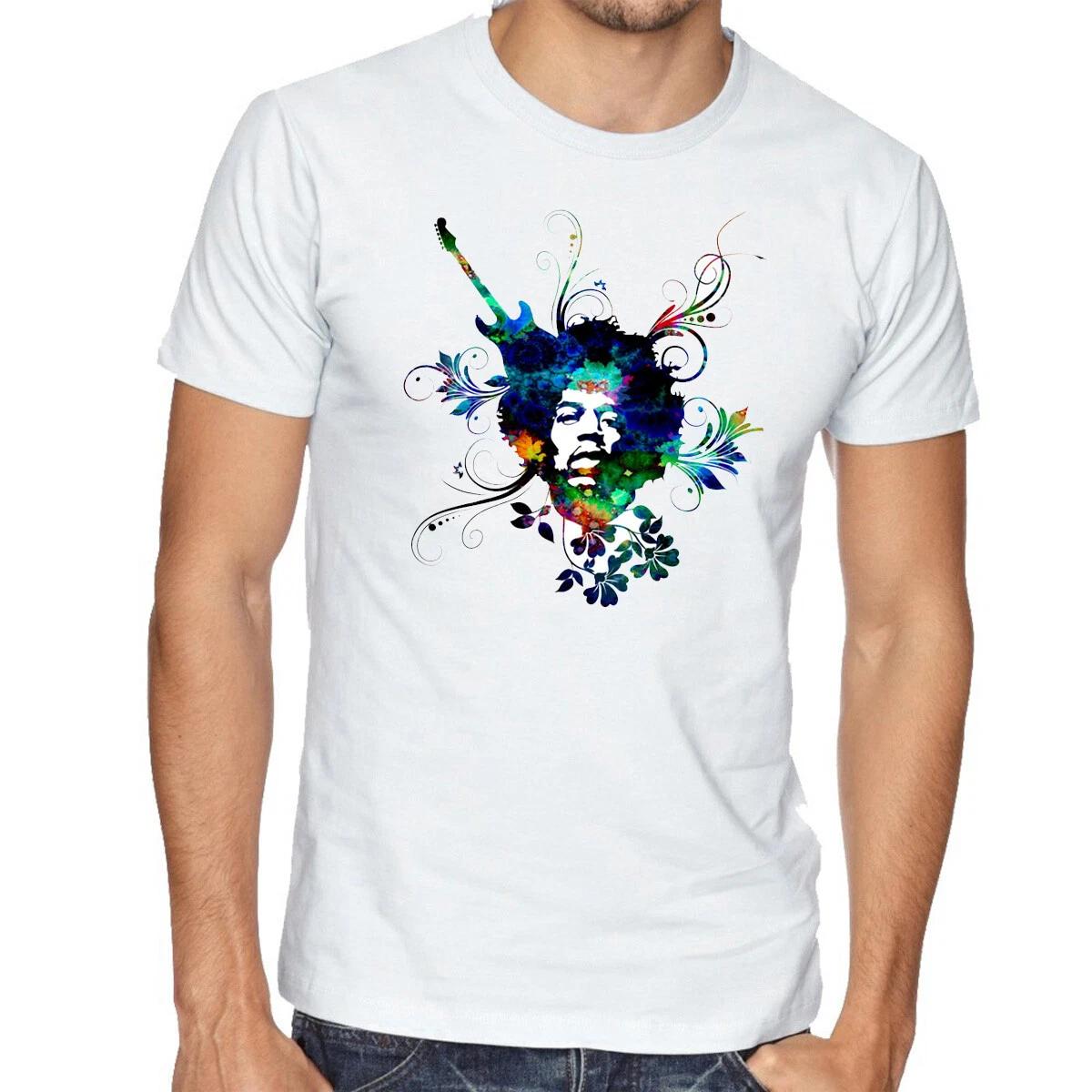 Jimi Hendrix Flowers Music Fun Weiße T-Shirt XXXL