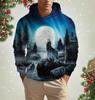 Men's Hooded Fashion Animal Wolf 3D Print Hoodies Top New Autumn Fashion Casual Long Sleeved Pullover Oversized Sweatshirts