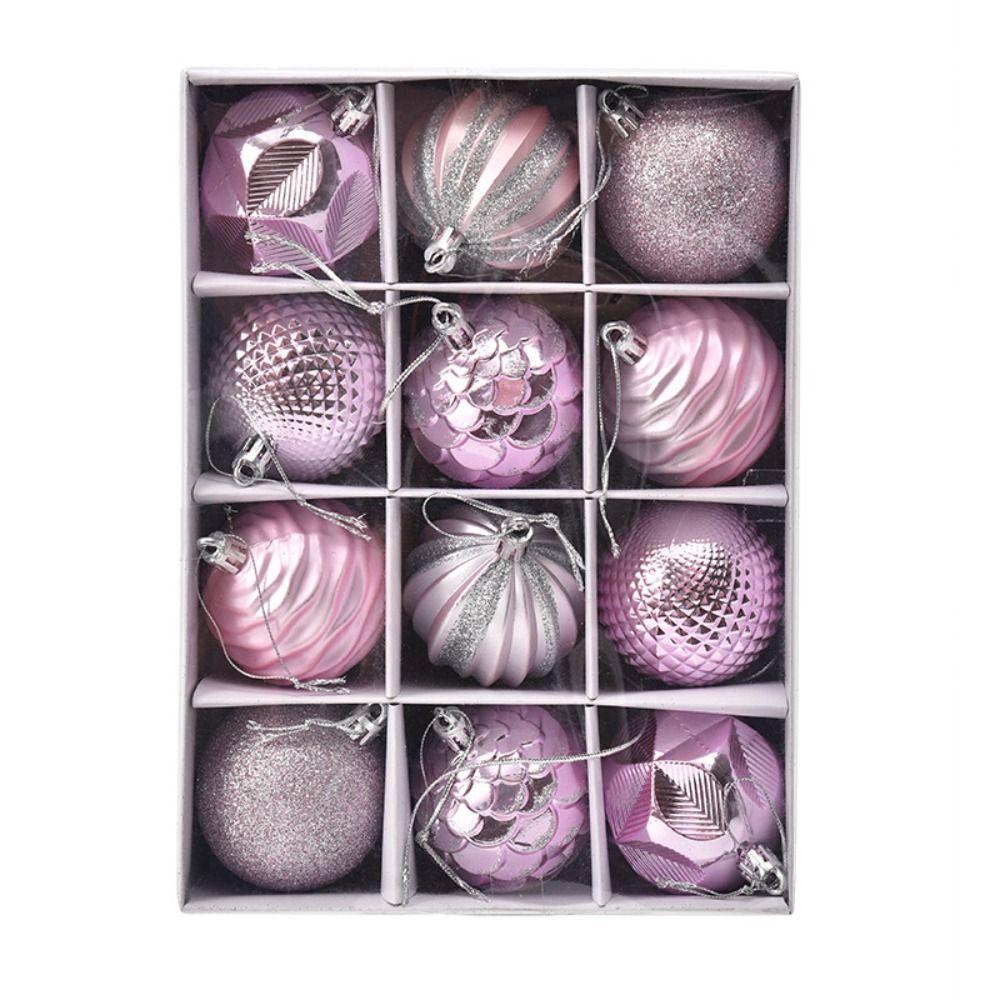 12pcs 6cm Painted Christmas Ball Set Plastic Gift Ball Xmas Tree Hanging Pendant Xmas Baubles Christmas Decorations