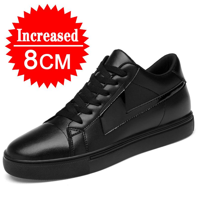 Fashion Sneakers Man Elevator Shoes Height Increase Insole 10cm White Black Taller Shoes Men Leisure Fashion Leather Sports Plus Size 44