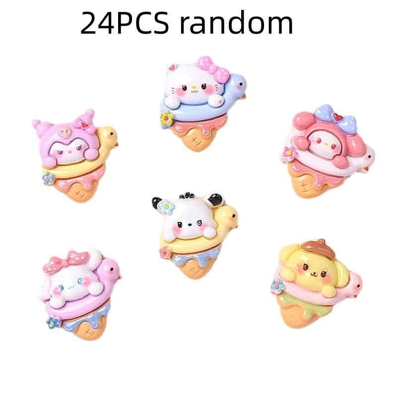 24/120PCS DIY Resin Accessories, Ice Cream Handmade Accessories, Hair Clips, Cream Glue Patches, Shoe Buckles, Accessories