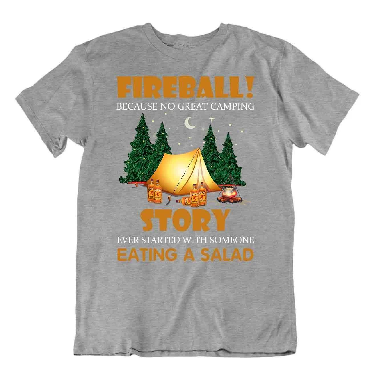 Camping Outside Trip T-Shirt Tee Cute Gift Cool Funny Outdoors Fresh Fireball S