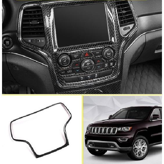 Carbon Fiber Dashboard Navigation Cover Trim Bezels for Jeep Grand Cherokee 14+
