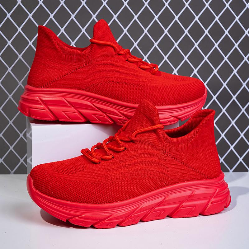 Red Sneakers for Women 2025 New Fashion Stretch Sneakers Large Thick Bottom Tenis Masculino Couple Training Vulcanized Shoes
