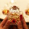 New Lucky Cat Piggy Bank Clear Cartoon Money Jar Glass Mini Golden Bean Storage Bottle for Living Room Office Decor