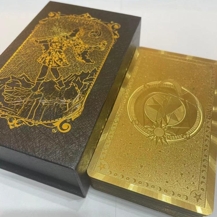 Gold Foil Waterproof Tarot Card Set with Full-Color Printing and Game Instructions