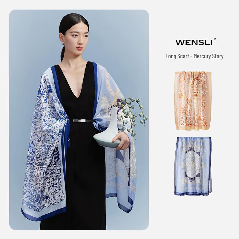 WENSLI Mercury Story 100% Mulberry Silk Scarf Shawl