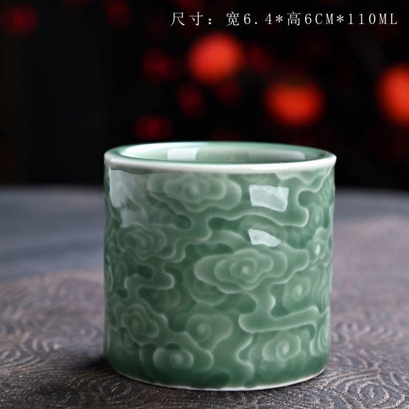 Juego de té de celadón de estilo chino, simple, de jade, maestro Xiangyun, de una sola taza, retro, Yue, horno, taza de té, muestra personal de kung fu, grande