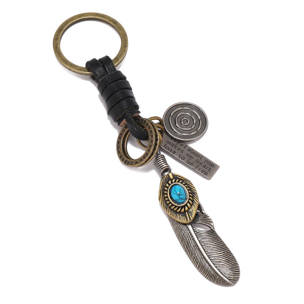 

Fashion feather pendant key rings men women key chains чёрный