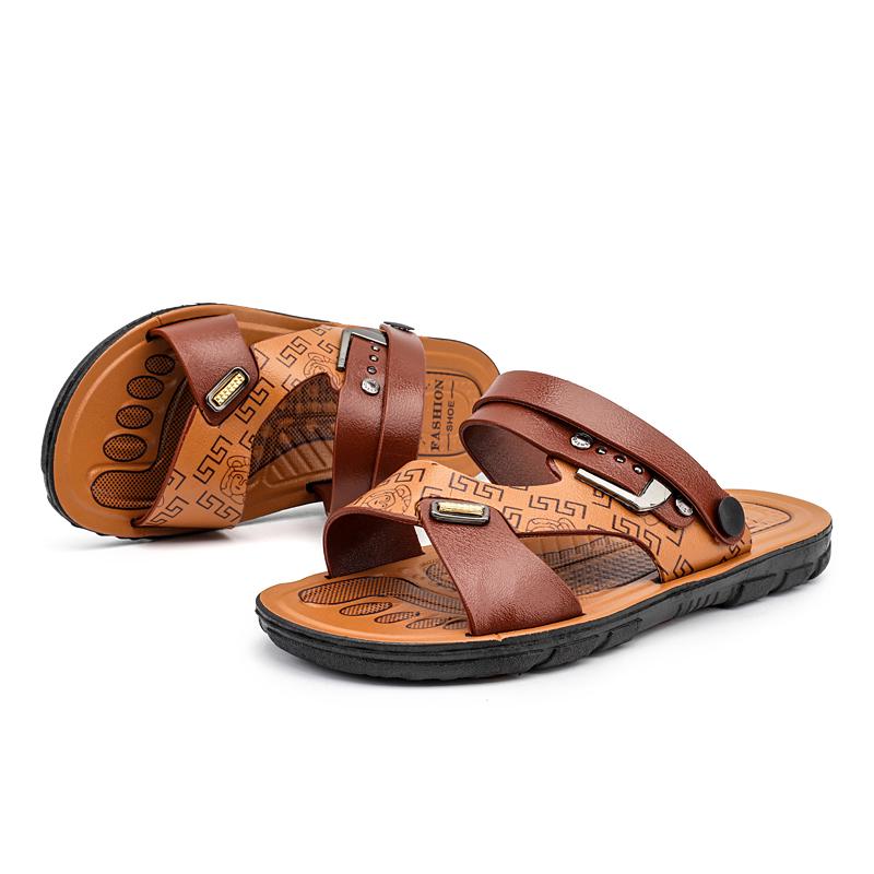 Sandal For Male Flip Flops Slip-resistant Beach Shoes Open-Toe Slipper Men'S Slipper Adult Thick-sole Outdoor For Summer Flat
