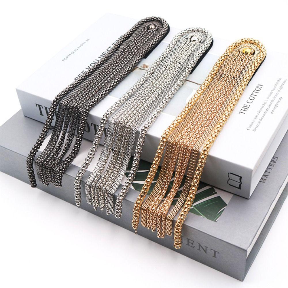 Handmade Shoulder Epaulette Long Chain Electroplating Tassel Chain Brooch Beads Fabric Metal Detachable Epaulette Badge