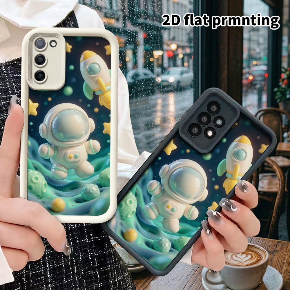 Phone Case: 2D flat design suitable for Samsung Galaxy A34 A35 M05 M06 S20 S22 S21 FE Plus 5G protective case, blank helmet astronaut, perfect Christm