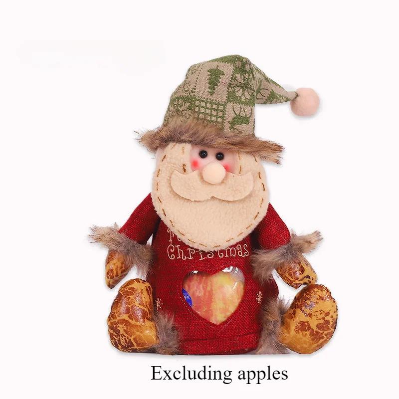 3pcs Christmas apple bag Christmas Eve gift bag linen zipper heart-shaped candy bag children s fun gift bag Christmas decoration 1pcs