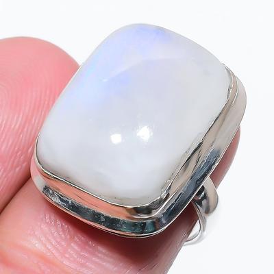 Natural Rainbow Moonstone Gemstone 925 Sterling Silver Ring Size 6.5 W4r72
