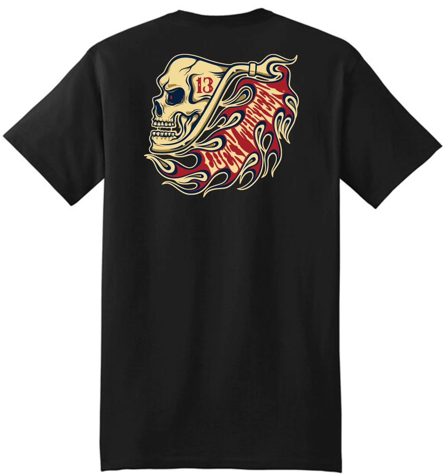 Authentic LUCKY 13 Pipe Skull T-Shirt Black M NEW L
