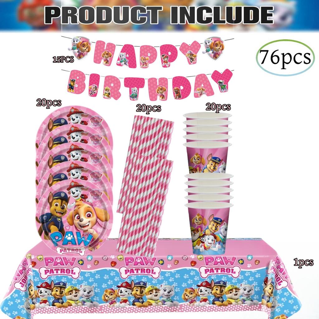 PAW Patrol Doğum Günü Süslemeleri Skye Tek Kullanımlık Sofra Takımı Seti Köpek Masa Örtüsü Tabak Hediye Çantası Bebek Partisi Çocuk Hediyesi Parti Malzemeleri