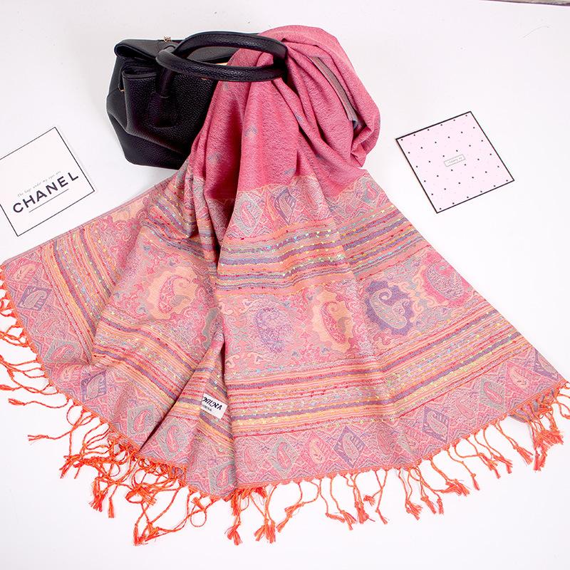 Scarf Spring and Autumn Jacquard Long Scarf Women's Summer Air Conditioning Fringed Shawl Cashew Nut Scarf Scarf