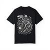 Camiseta Negra Esqueleto de Velociraptor Floral Fósil de Dinosaurio