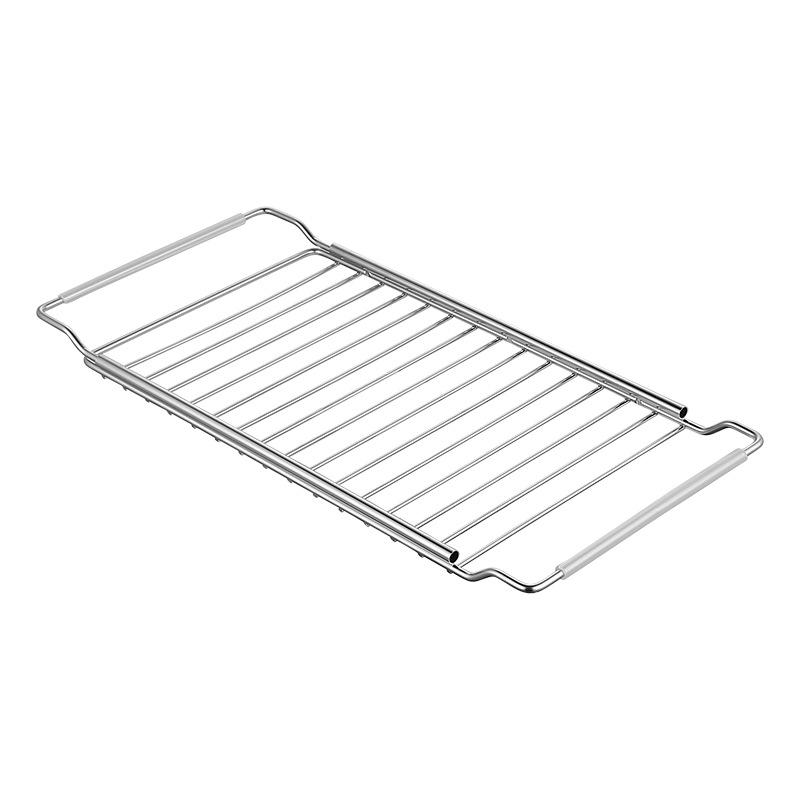 

Телескопическая полка для мойки из нержавеющей стали, дренажная полка для тряпок, фильтр, хозяйственная посуда, органайзер для фруктов и овощей 65*20cm