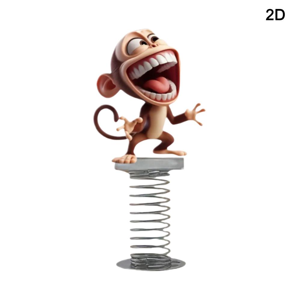 2D Funny Big-mouthed Monkey Car Ornament Cute Acrylic Spring Shake Ornament For Bicycle Car Center Console Desktop Decoration