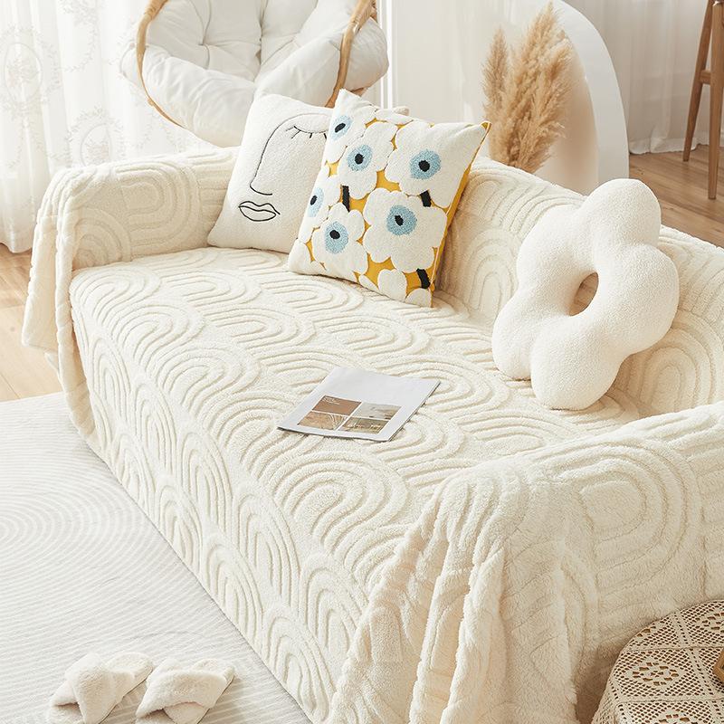 Cream Style Plush Sofa Towel Thickened Sofa Cover Towel Winter Full Covered Sofa Cover Cover Cloth Blanket