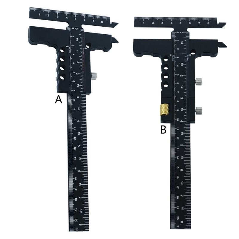 T-Square Ruler, Adjustable Aluminum Alloy Scriber Drawing T-Ruler for Carpentry Measuring Woodworking Line Drawing