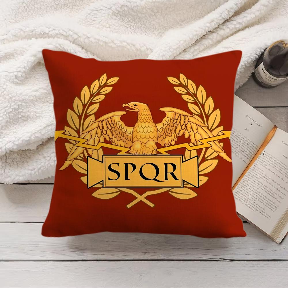 Goldener Reichsadler Rom SPQR Kissenbezug Seidiger Kurzer Plüsch Versteckter Reißverschluss Staubdichter Sofakissenbezug für Heimdekoration