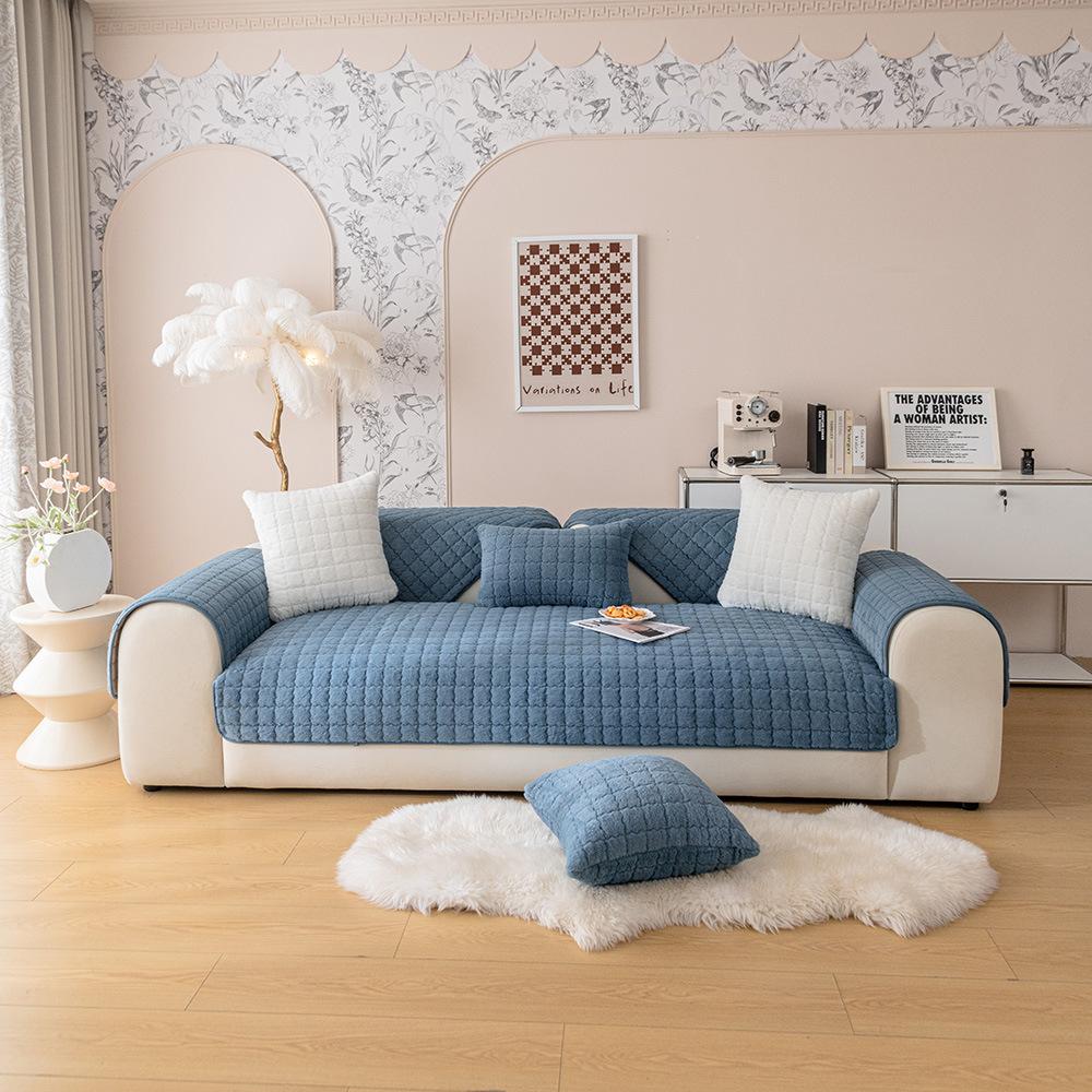 

Winter Rabbit Plush Sofa Cushion Thickened Non-Slip Luxury Cover Nordic Soft Towel for Leather Sofa 70*70
