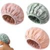 Double Layer Shower Cap Satin Lined Shower Bonnet New Bathing Hair Cover  Salon Use