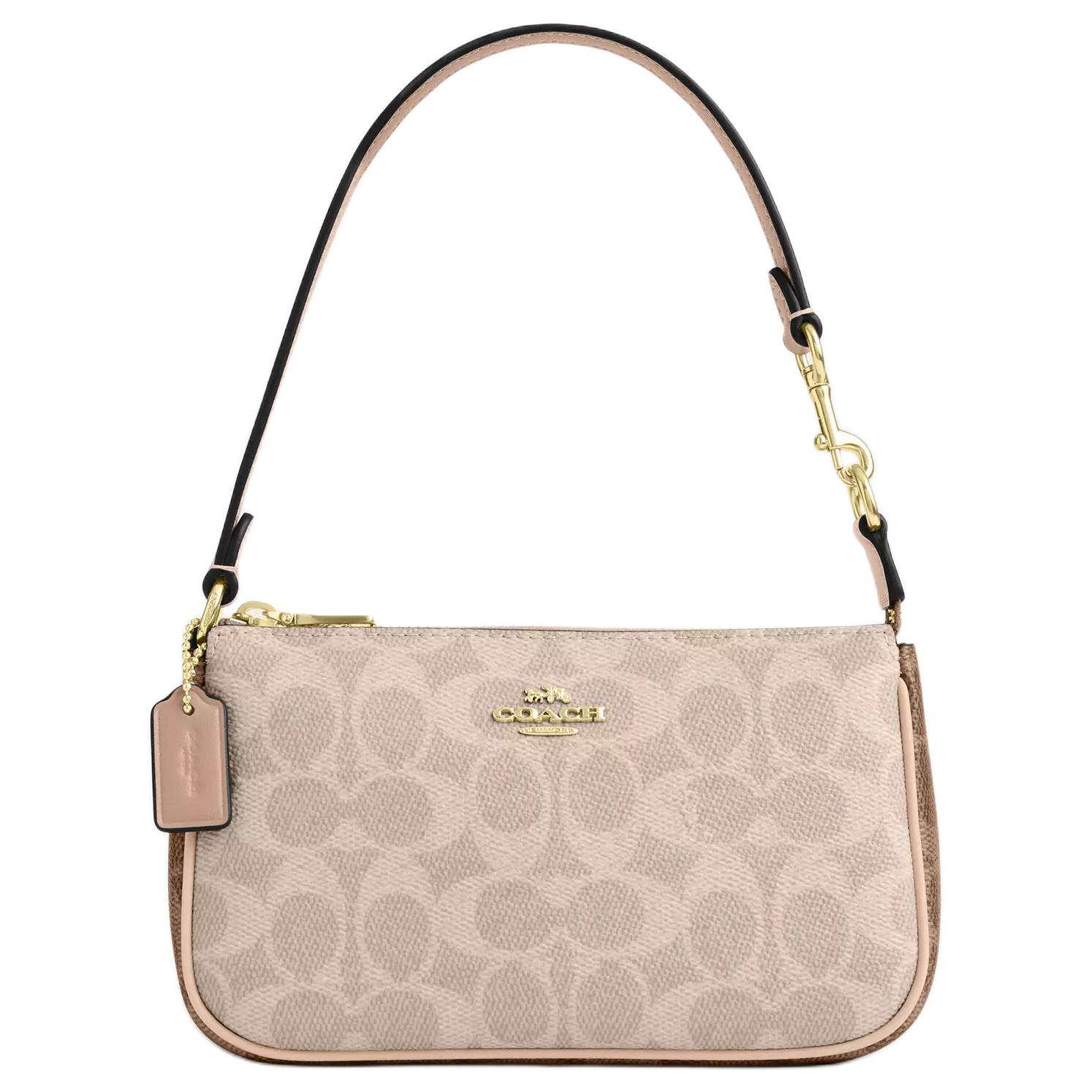 Coach Nolita 19 Signature Print Zipper Closure Coated Canvas Shoulder Bag Women Shoulder Bag Beige CY236-IMXI9 Basic Set (Bag+Dust Bag)