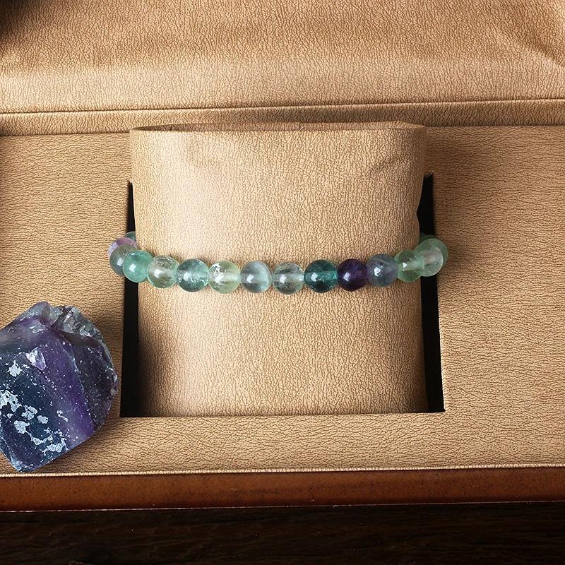 8mm Beads Fluorite Bracelet with Natural Stones Charm Jewelry for Women Yoga Meditation Healing Energy Bangle for Man Gift