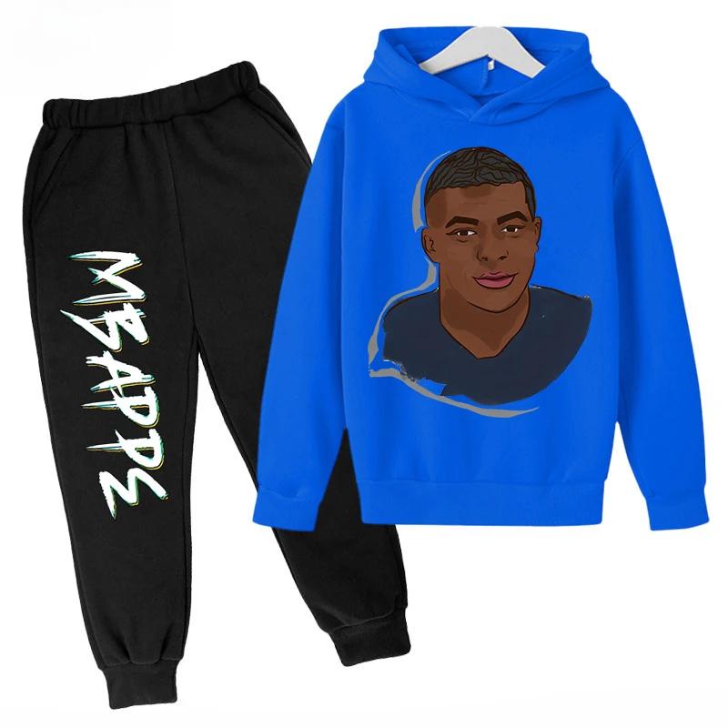 

Spring and Autumn Mbappe Printed Children s Hoodie Set Sweatshirt Pants Sportswear 2-piece Set for Boys and Girls Kids Clothes 160