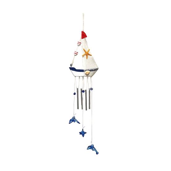 Blue Sailboat Hanging Wind Chime for Outside Handcrafted Nautical Wind Chime for Outdoor Porch Patio Garden Window Decor D