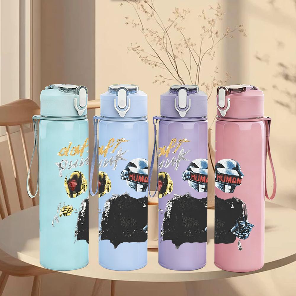 1PC Multi Cartoon Character Colorful Collage Print 750ml Portable Sports Water Bottle Leakproof Gym Outdoor Travel Drink Cup