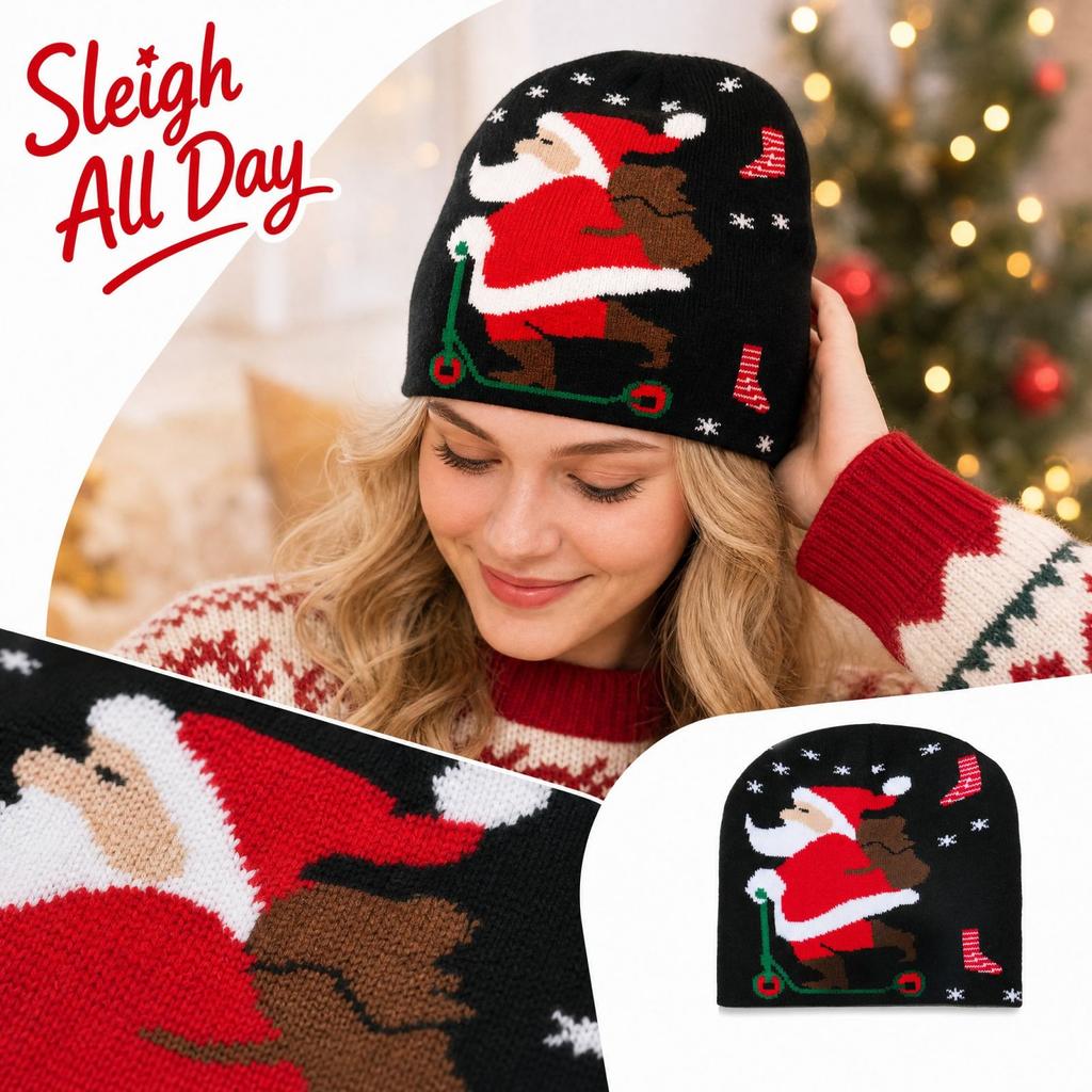 Unisex Christmas Knitted Hat for Men Women Fall Winter Holiday Party