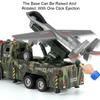 1:32 Military Drone Launch Vehicle Missile Cars Toys Diecast Model Light Music Pull Back Doors Opened Truck Boys Educational Toy
