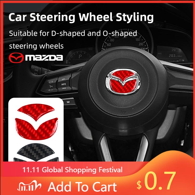 2025 Hot Car Steering Wheel Stickers Carbon Fiber Decals Auto Accessories For Mazda 2 3 6 5 Atenza CX3 CX5 MX5 CX7 Axela CX30 CX