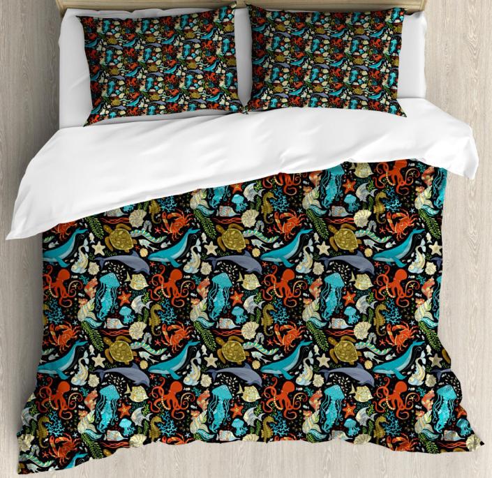 

Comforter Squid S For Kids Teens Queen Lightweight Bedding Sets Marine Life Sea Animal Bedroom Decor No Quilt Comforter (quilt)-EU Single(135*200cm)3pcs