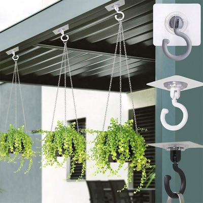 5/12Pcs Adhesive Ceiling Hooks Rotatable Hanging Ceiling Wall Hooks No Drill for Hanging Plants Lanterns Bags