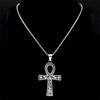 HNSP Pendentif Croix Ankh Égyptienne en Acier Inoxydable Collier Chaîne Vintage Gothique Accessoire