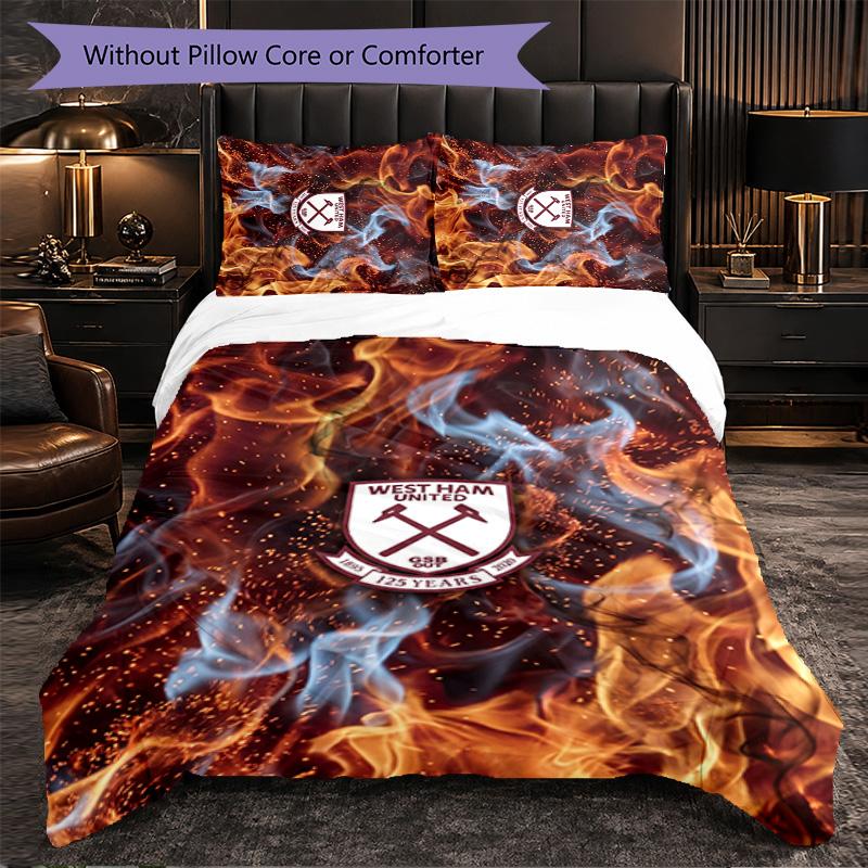 West Ham United Calcio Set Biancheria da Letto 3 Pezzi Morbido Set Copripiumino con Federe Set Decorazione Camera da Letto per la Casa