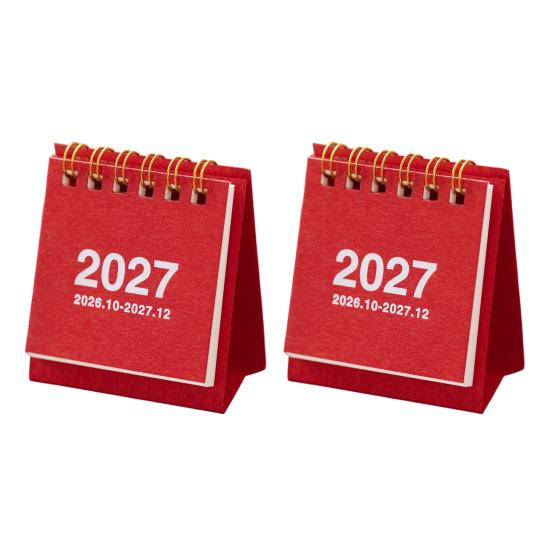 Tragbarer Schreibtischkalender für das Büro, Mini-Schreibtisch 2026-2027, Okt. 2026 bis Dez. 2027, Aufstellbarer Klappkalender, Kleiner funktionaler Planungskalender, 14